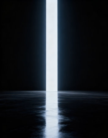 Light from the end of a dark room. 3D rendering.の素材