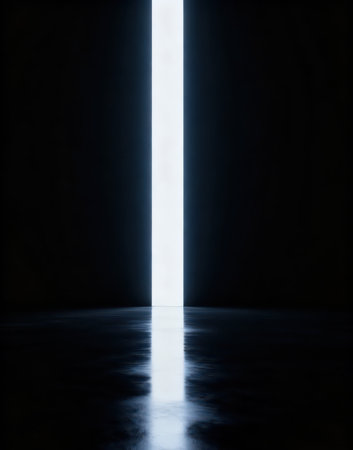 Light from the end of a dark room. 3D rendering.の素材