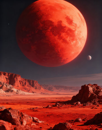 Fantasy alien planet. Mountain. 3D illustration. Moon.の素材