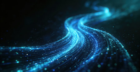 3d rendering of abstract digital particles wave in space. Futuristic background for business presentations.の素材