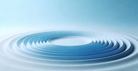 Abstract blue background with concentric rings, 3d render illustration.の素材