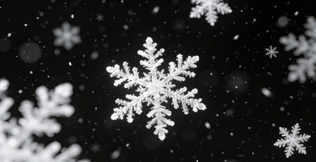 Snowflakes on a black background. Snowflakes on a black backgroundの素材