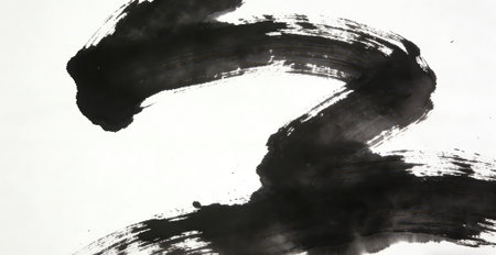 black paint brush stroke on white paper, abstract watercolor hand painted backgroundの素材