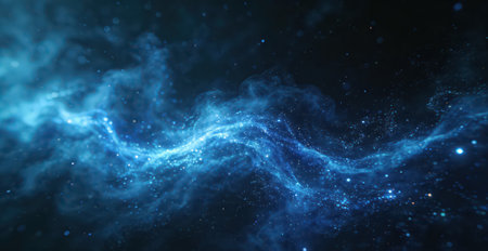 abstract background with blue glowing particles and lines, 3d renderの素材