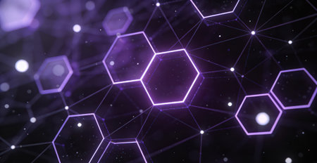 Abstract 3d rendering of hexagons. Futuristic technology background.の素材