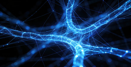 Futuristic connection structure on a dark background. 3d renderingの素材