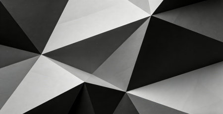 abstract background of black and white polygonal origami paperの素材