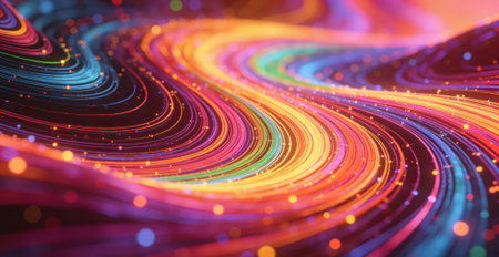 3d rendering of abstract fractal with depth of field and glowing particlesの素材