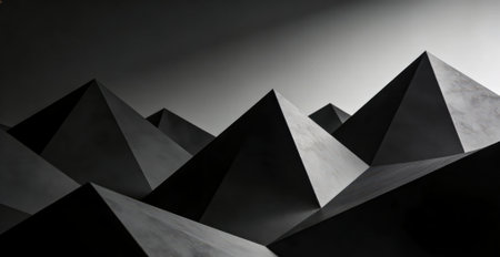 3d rendering of geometric shapes in black and white. Abstract backgroundの素材