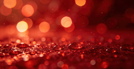 Abstract bokeh background with water drops on red bokeh backgroundの素材