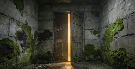3D CG rendering of Abandoned building. High resolution image.の素材
