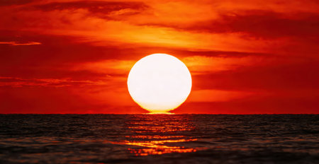 Sunset over the sea. Beautiful sunset over the sea. Sunset over the seaの素材