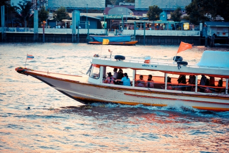 Speed boat in the river Bangkokのeditorial素材