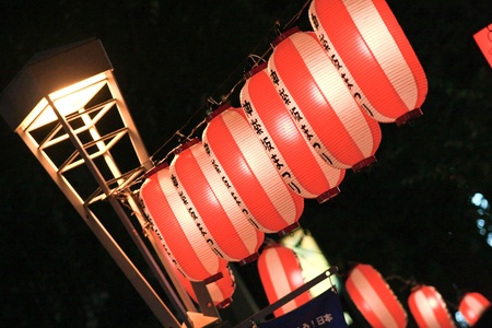 Red lantern in Kagurazaka Matsuri Festival (Japanese Lantern Plant Market and Awa-odori Dance)のeditorial素材