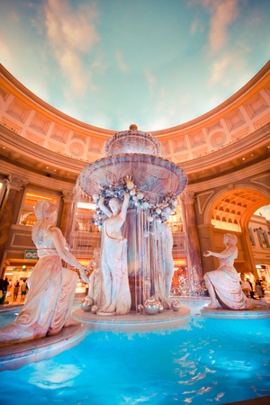 TOKYO, JAPAN - JUNE 11: Great fountain decoration in the department store at Odaiba Tokyo, Japan.のeditorial素材