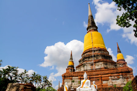 old big pagoda in mongkol temple at ayutthaya province  Thailand の写真素材