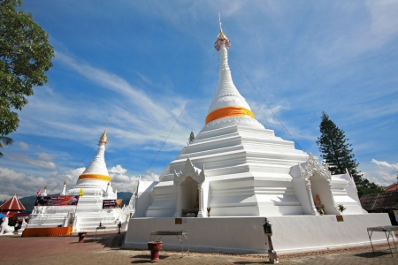 White pagoda in Doi Kong Mu temple, Thailandのeditorial素材