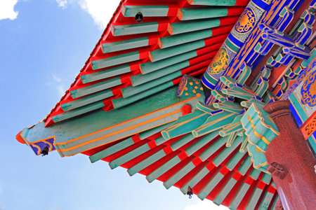 A part of the roof of Chinese temple in Bangkok, Thailand
