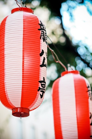 Red lantern in the Japaense summer fesitivalのeditorial素材