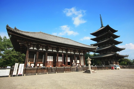 NARA, JAPAN - AUG 12: Kofuku-ji is one of the 8 Historic Monuments of Ancient Nara as designated by UNESCO in Nara, Japan on August 12, 2011のeditorial素材
