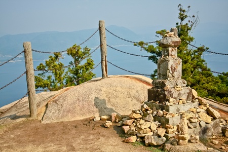 Rock pagoda on Mt  Misen at Miyajima island in Hiroshima, Japanの写真素材