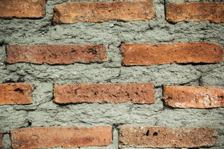 Brick wall sealed with cement