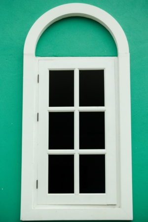 White curve window on green backgroundの写真素材
