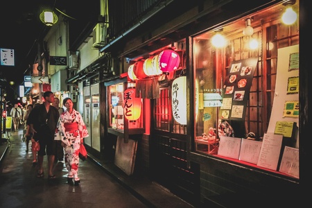 Night street and market in Kyotoのeditorial素材