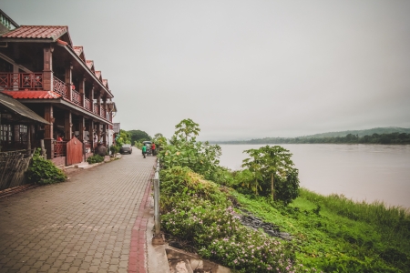 Natural view of Khong river in Chaingkhan, Thailandのeditorial素材