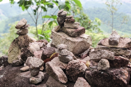 Stone arrangement in Temple for blessing Buddha in Thailand  の写真素材