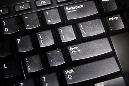 Close up black keyboard  Enter button 