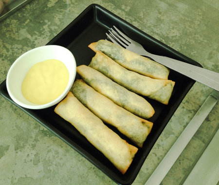 Springrolls on dish