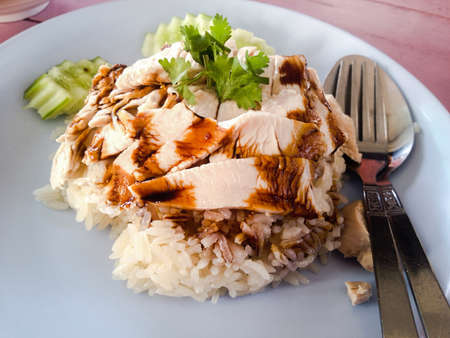 Steamed chicken with rice in Thai called Khao Mun Khaiの素材