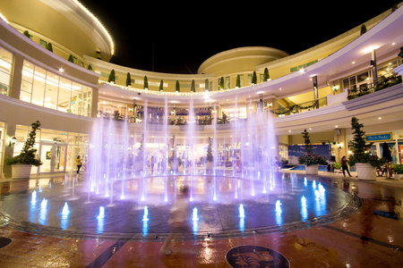 BANGKOK, THAILAND - DECEMBER 05  Musical fountain and coloring of lighting at the Promande department store on December 05, 2013 in Bangkok, Thailandのeditorial素材