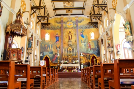 RATCHBURI, THAILAND - April 28  View of interior in the ancient 100 years Church on April 28, 2013 in Ratchaburi province,Thailand  Catholic Church of Thailand のeditorial素材