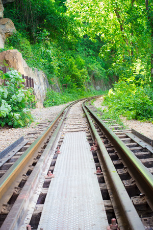 The Death Railroad among the natural view ,built during World War II ,in Kanchanaburi ,Thailandの写真素材