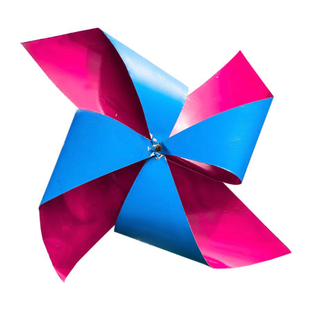 Two colors of windmill isolated on whiteの写真素材