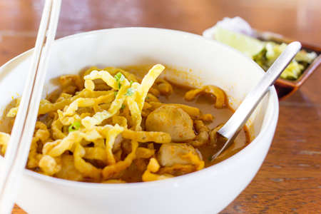 Thai Northern style noodle called Khao Soiの写真素材