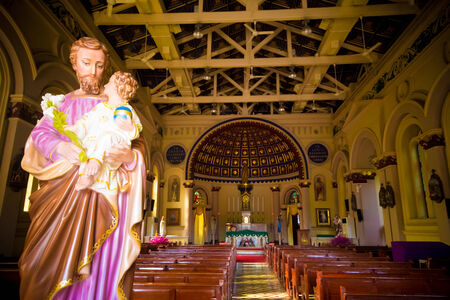 AYUTTHAYA, THAILAND: September 15 : Interior decoration of the Catholic church at St. Joseph Catholic Church on September 20, 2014 in Ayuthaya Province, Thailand.のeditorial素材