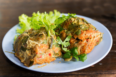 Northern Thai food, steamed pork with pasteの写真素材