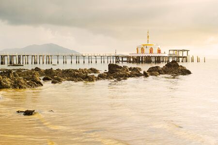 Floating Temple on the sea a Peacful place in Ranong Thailandの写真素材