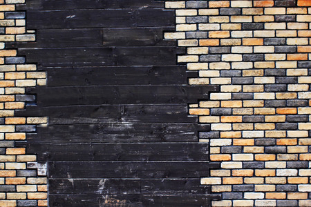 Tw0-tone brick pattern wall for backgroundの写真素材