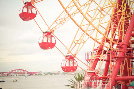 Ferris Wheel in Kobe, Japan filtered vintageのeditorial素材
