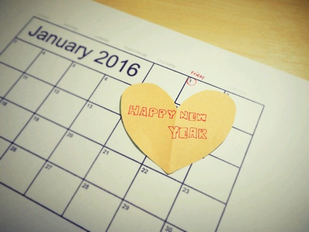 Happy new year 2016 on calendar with vintage styleの素材