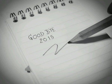 Goodbye wording wrting on notebook paper in black and whiteの素材