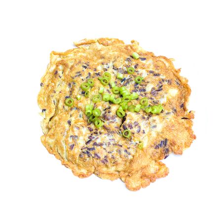 Thai omelet with jasmine rice isolated.の写真素材