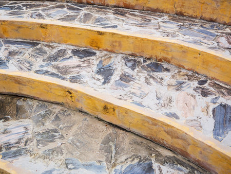 Cement and rock curved staircase