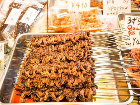 KYOTO, JAPAN - October, 2016: Various food in the Nishiki market the large market in Kyoto city on October, 2016のeditorial素材