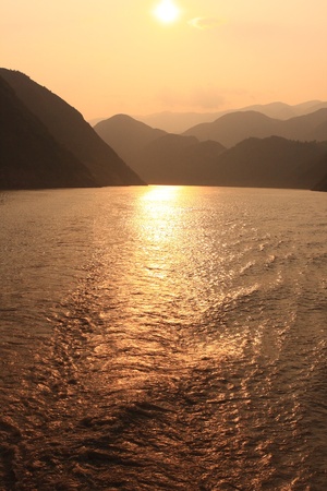 sunset background yeangzi riverの写真素材