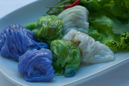 steamed rice-skin dumplings Thai dressertの写真素材